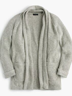 J. Crew Long Open Cardigan Merino Wool w/ Pockets Size Small